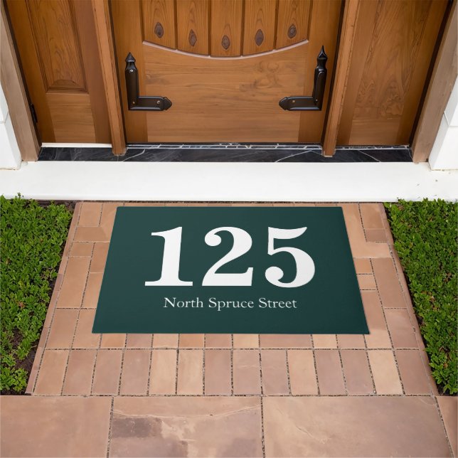Dark Green Street Address Personalized Doormat (Outdoor)
