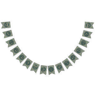 Dark Green Stripes 1st Birthday Bunting Flags