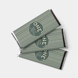 Dark Green Stripes 1st Birthday Hershey Bar Favors