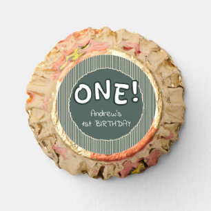 Dark Green Stripes 1st Birthday Reese's Peanut Butter Cups