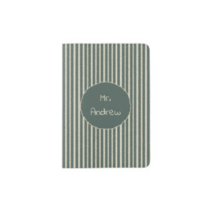 Dark Green Stripes Couple Passport Holder