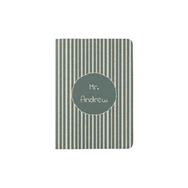 Dark Green Stripes Couple Passport Holder (Front)