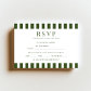 Dark Green Stripes Wedding RSVP Card