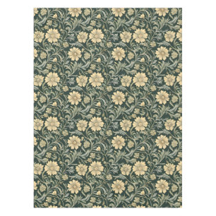 Dark green stylized yellow flowers  pattern  tablecloth