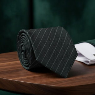 Dark Green Subtle Vertical Stripe Neck Tie