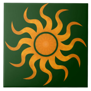 Dark Green Sun Tile