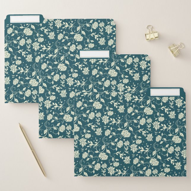 Dark Green Sunlight Flowers Blossom File Folder (Set)