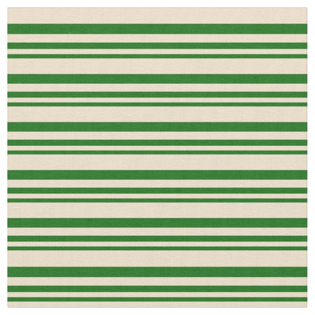 Dark Green & Tan Colored Stripes Fabric (Close Up)