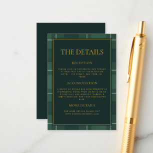 Dark Green Tartan Polo Plaid The Details Wedding Enclosure Card