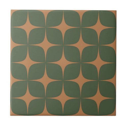 Dark Green & Terracotta Mid-Century Tile