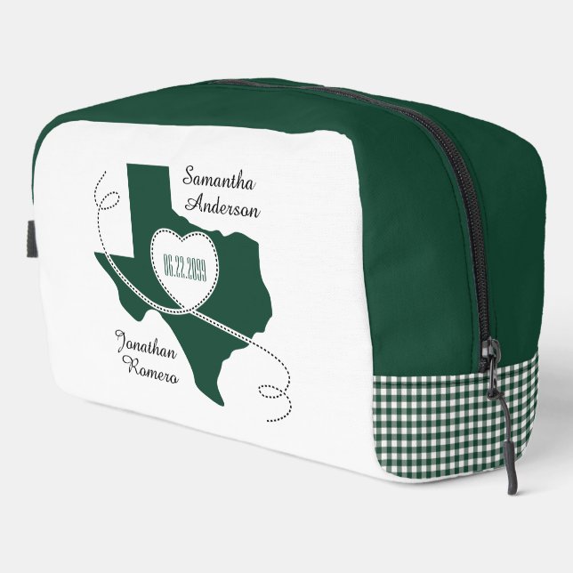 Dark Green Texas Curling Ribbon  Dopp Kit (Right Corner)