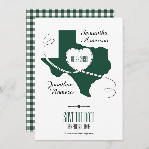 Dark Green Texas Curling Ribbon Save the Date