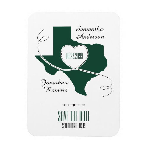 Dark Green Texas Curling Ribbon Save the Date Magnet