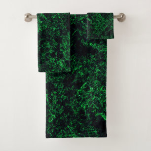 Dark green texture, destroyed or corroded sponge bath towel set