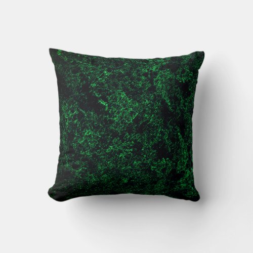 Dark green texture destroyed or corroded sponge throw pillow