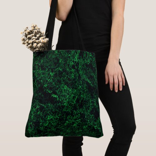 Dark green texture destroyed or corroded sponge tote bag