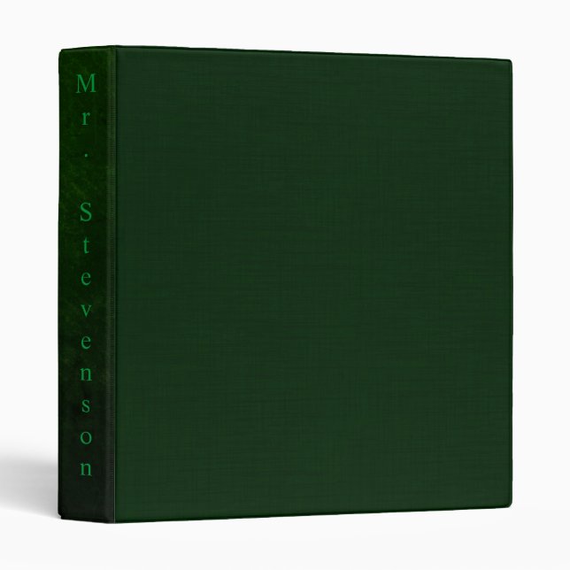 Dark green textured 3 ring binder (Front/Spine)