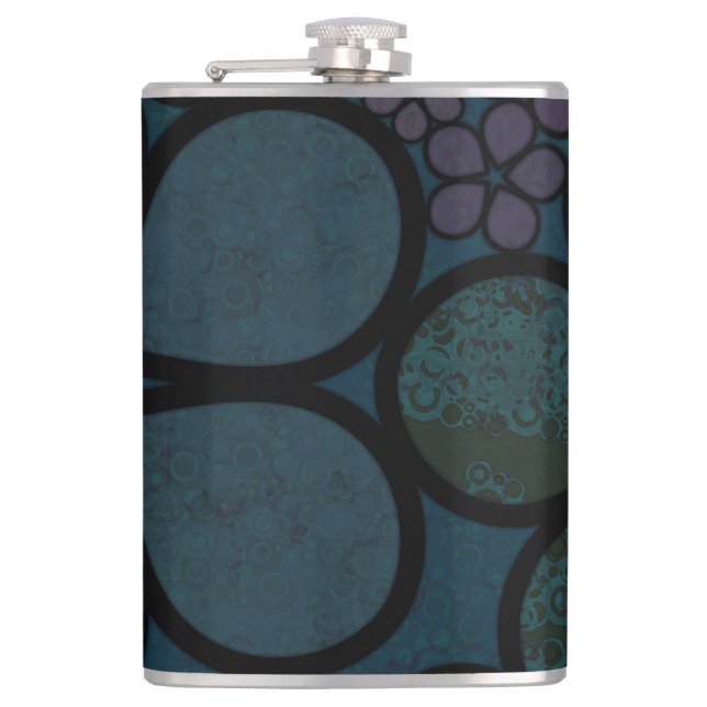 Dark Green Textured Floral Flask (Front)