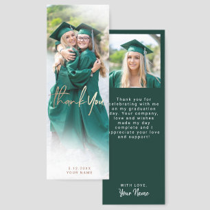 Dark Green Thank You Graduation Photo Bookmarks