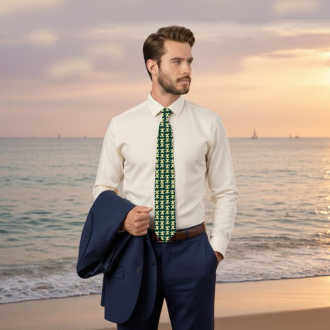 Dark Green Tie with Gold Bird Pattern (Creator Uploaded)