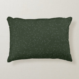 Dark Green Tone on Tone Botanical Vine Pattern Accent Pillow