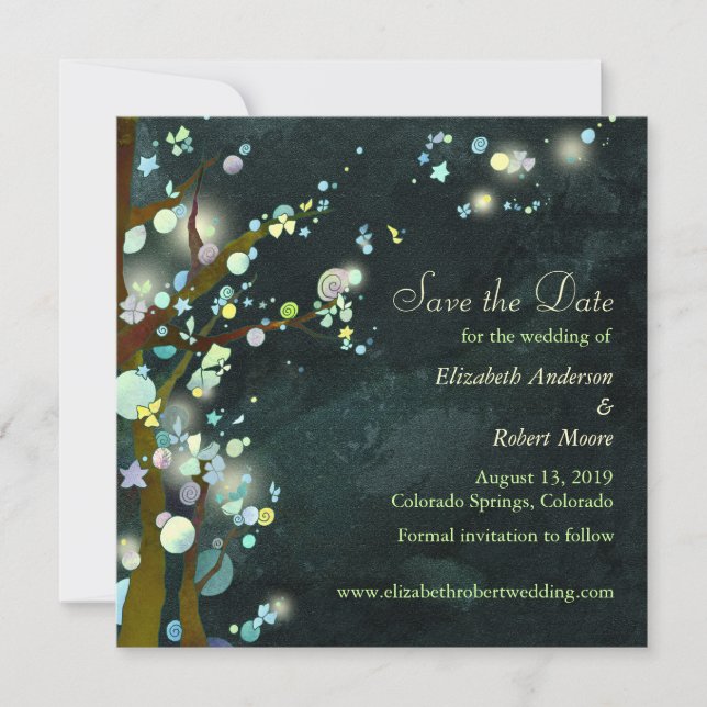 Dark Green Tree Wedding Save the Date (Front)