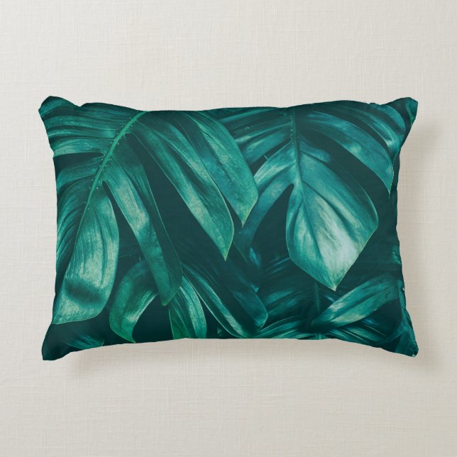 Dark green, tropical jungle foliage. accent pillow (Front)
