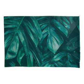 Dark green, tropical jungle foliage. pillow case