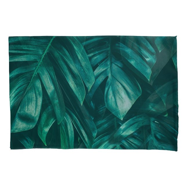 Dark green, tropical jungle foliage. pillow case (Front)