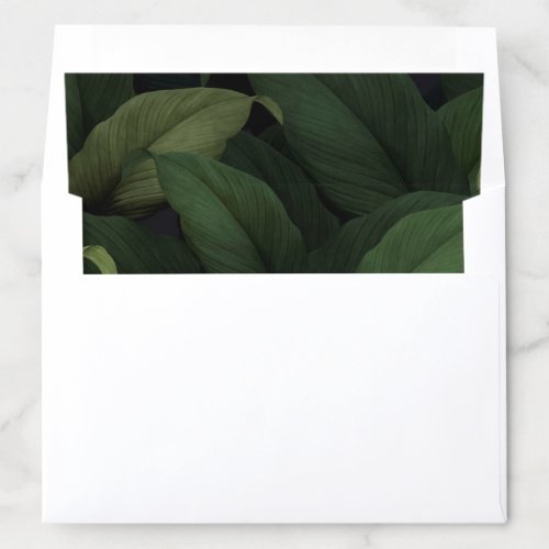 Dark Green Tropical Leaves Envelope Liner