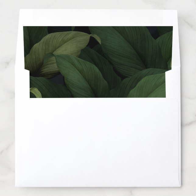 Dark Green Tropical Leaves Envelope Liner (In Envelope)