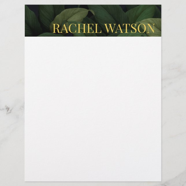 Dark Green Tropical Leaves Letterhead (Front)
