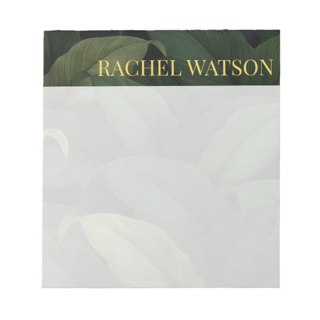 Dark Green Tropical Leaves Notepad (Front)