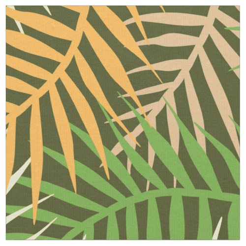 Dark Green Tropical Leaves Palm Tree Leaf Pattern Fabric