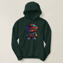 Dark Green unisex hoodie with gangta teddy