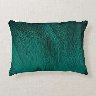 Dark Green Vintage Feather Texture Accent Pillow
