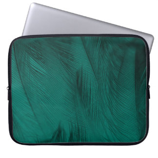 Dark Green Vintage Feather Texture Laptop Sleeve