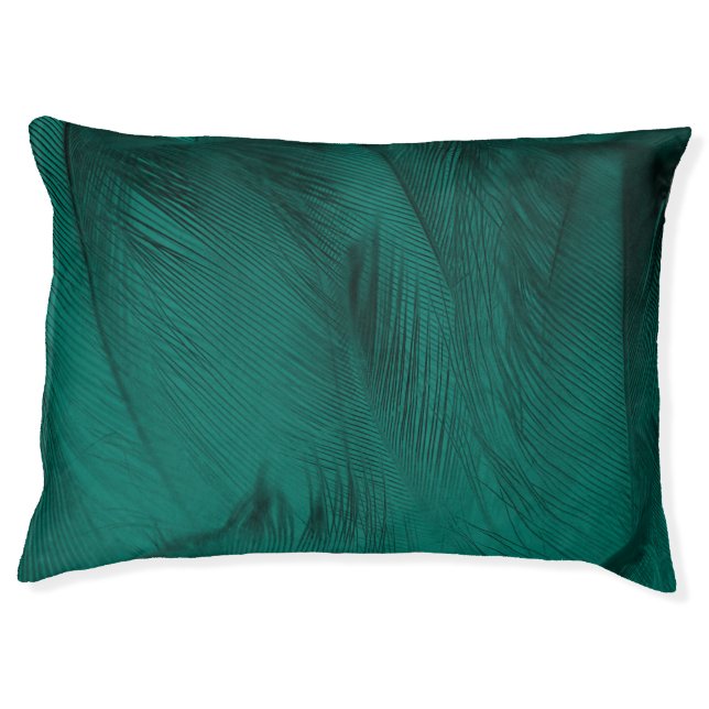 Dark Green Vintage Feather Texture Pet Bed (Front)