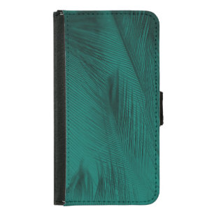Dark Green Vintage Feather Texture Samsung Galaxy S5 Wallet Case