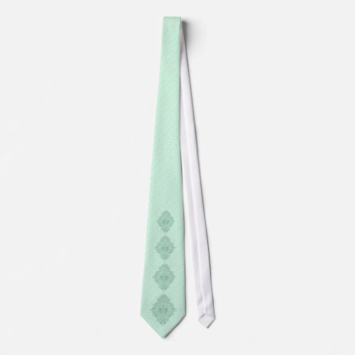 Dark Green Vintage Ornament Mint_Green Damasks Tie