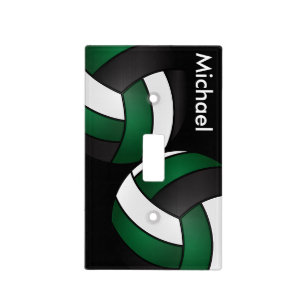 Dark Green Volleyball Sport Style DIY Name Light Switch Cover