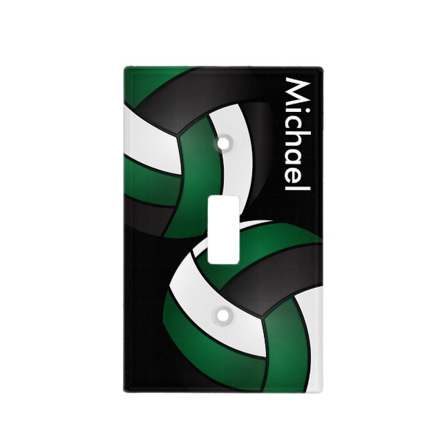 Dark Green Volleyball Sport Style | DIY Name Light Switch Cover (Front)