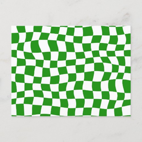 Dark Green Warped Checker Board  Postcard
