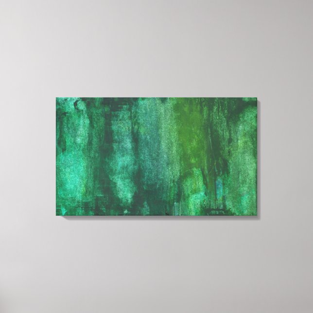 Dark Green Watercolor Abstract Canvas Print (Front)
