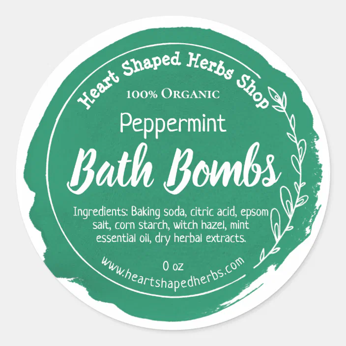 Dark Green Watercolor Peppermint Bath Bomb Classic Round Sticker |  Zazzle.com