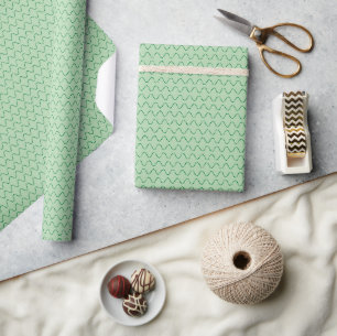 Dark Green Wavy Dotted Lines on Pastel Green Wrapping Paper