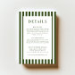 Dark Green Wedding Details Card