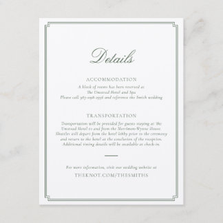 Dark Green Wedding Enclosure Card