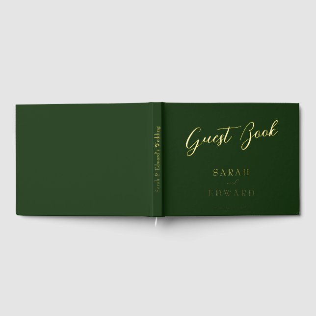 Dark Green Wedding Gold Foil Guestbook (Full)