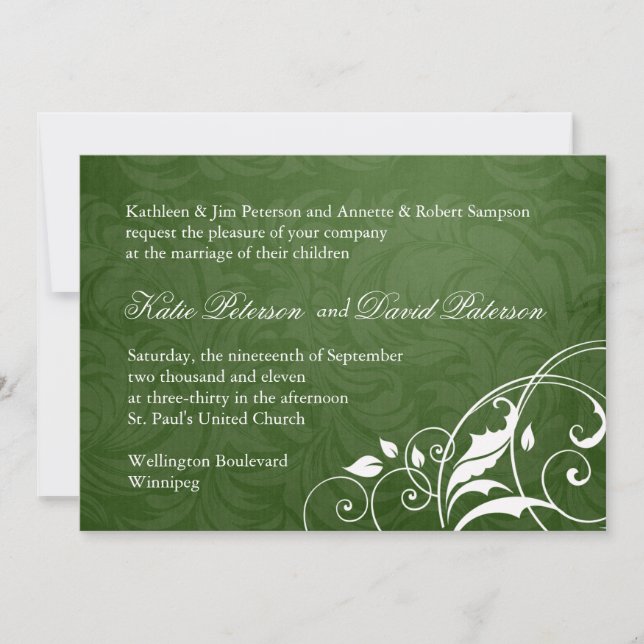 Dark Green Wedding Invitation (Front)